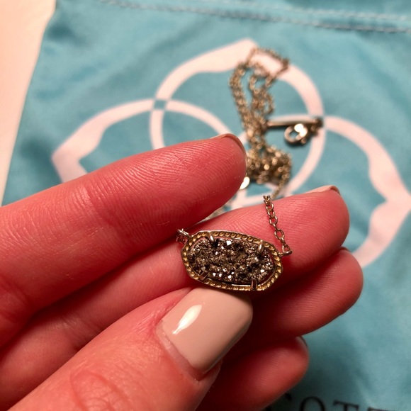 Elisa Gold Pendant Necklace In Platinum Drusy - Picture 4 of 5